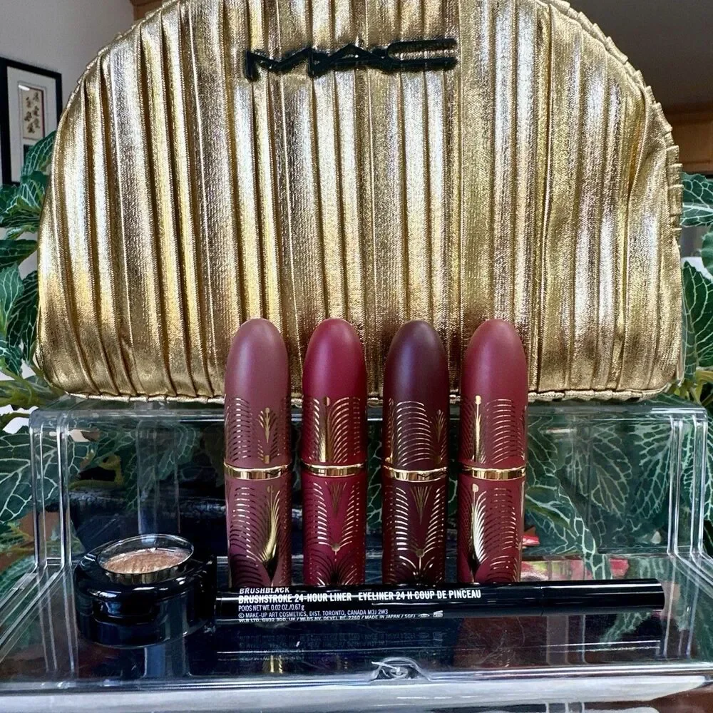 Mac 6 Pieces Must-Have Eye Lip Kit: Fullsize 4 Lipsticks Dazzleshadow Eyeliner